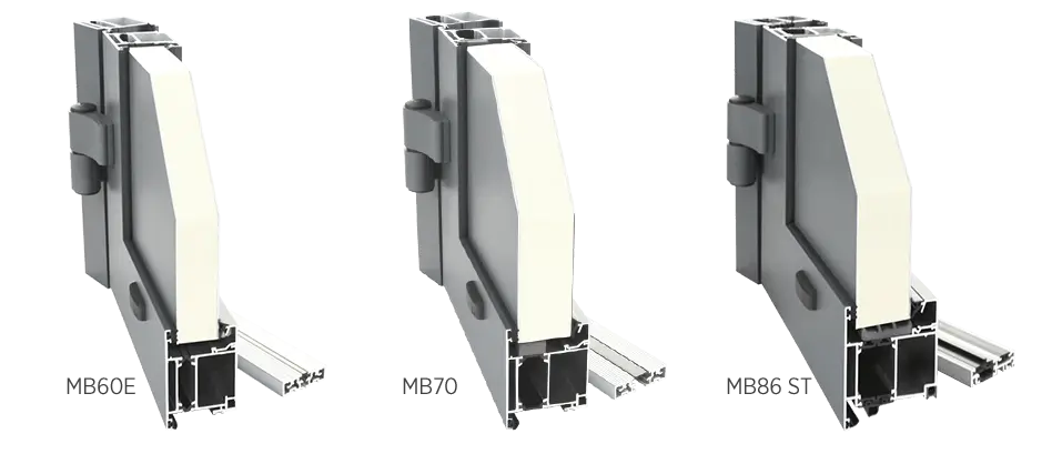 Przekroje drzwi zewnetrznych aluminiowych PLUS LINE